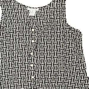 Vintage Halston Intimates 100% Silk Sleep Shirt M Geometric Print